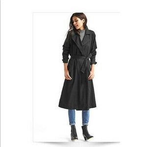 Gap Open Front Trench Coat Black Size Medium